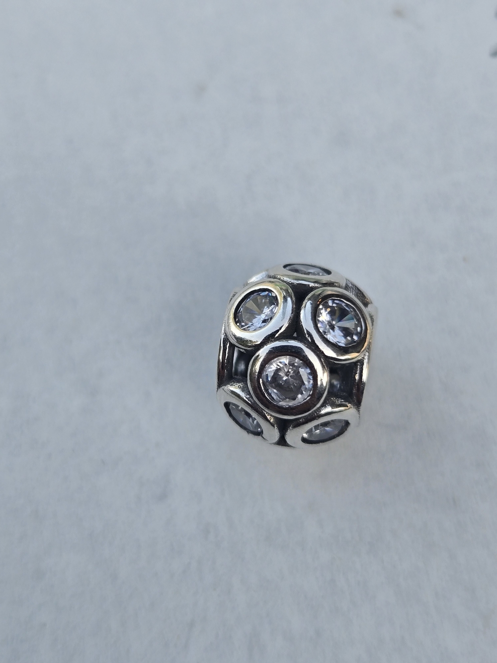 Sterling Silver Cubic Zirconia Spacer Bead - Clear